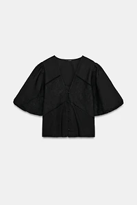 PUFF SLEEVE POPLIN TOP