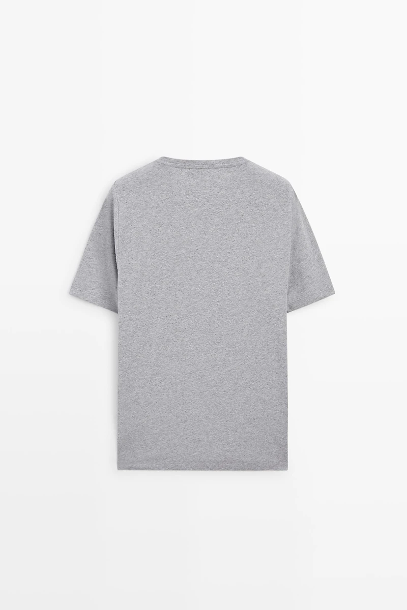 Short sleeve melange cotton T-shirt