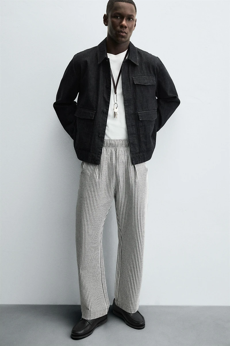 STRIPED SEERSUCKER COMFORT PANTS