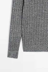Linen cotton mouliné knit sweater