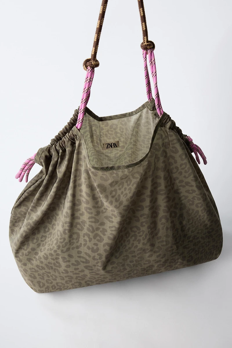 ANIMAL PRINT NYLON SHOPPER BAG