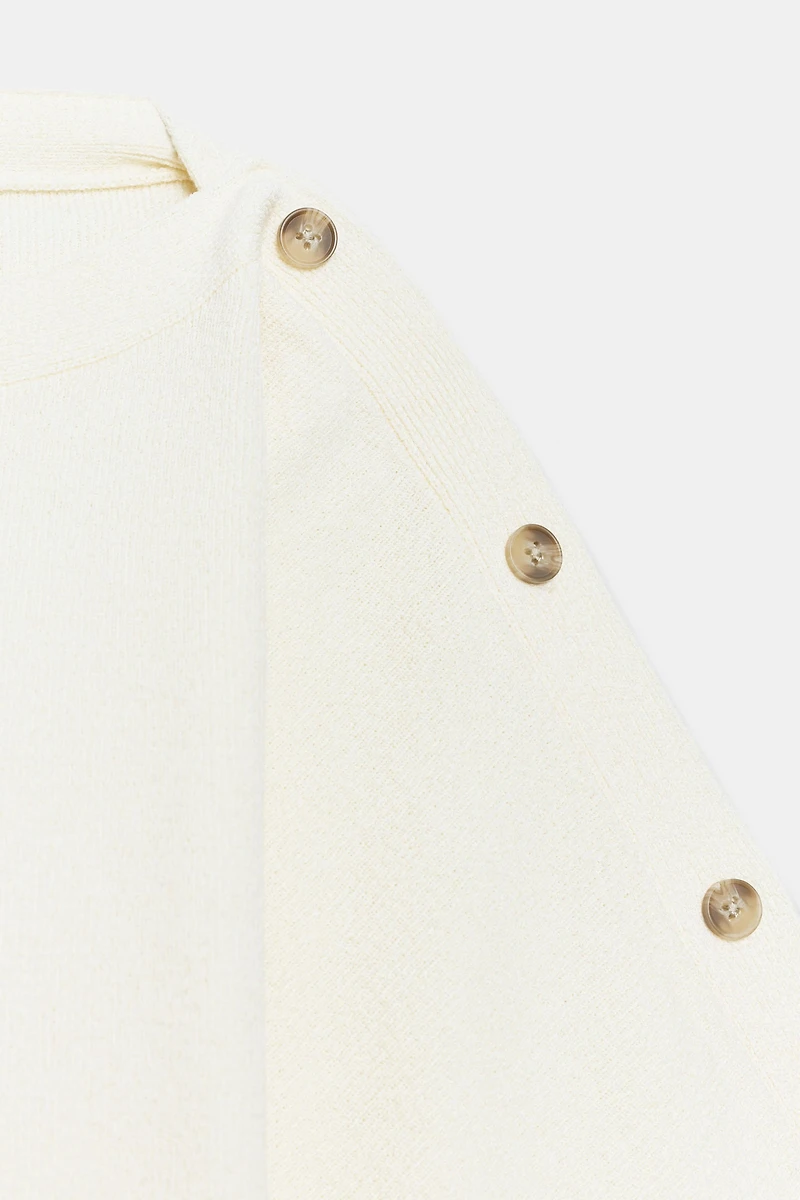 BUTTONED CAPE SLEEVE KNIT JUMPER