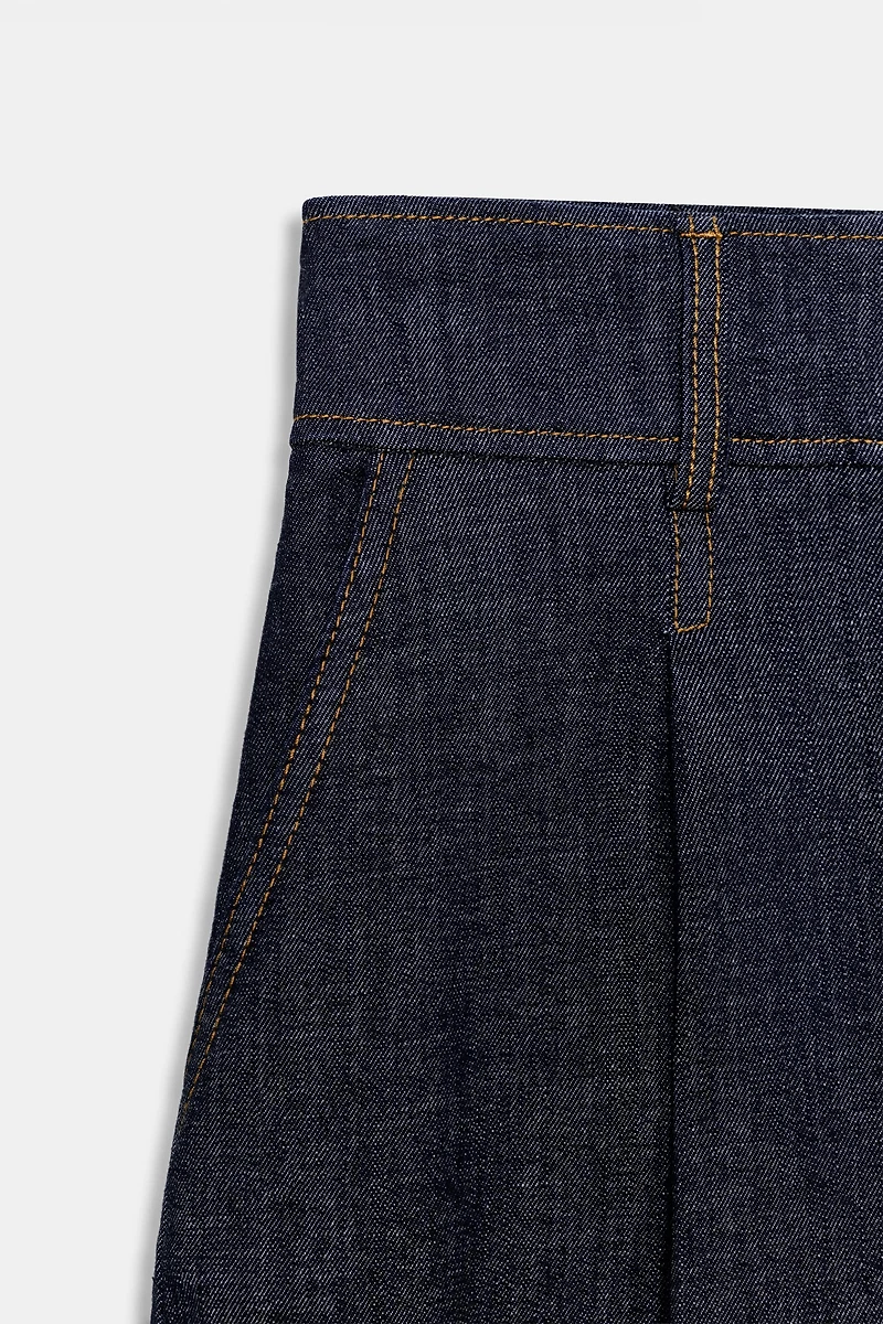Z1975 LONG PLEATED DENIM SHORTS