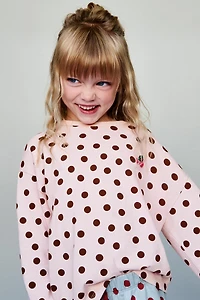 EMBROIDERED POLKA DOT CHERRY T-SHIRT