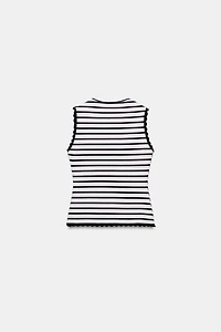 STRIPED BUTTON VEST TOP