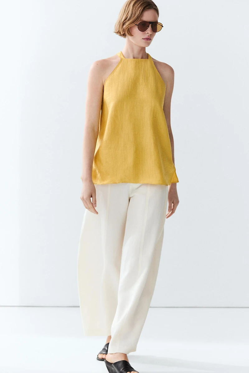 Linen blend halter top
