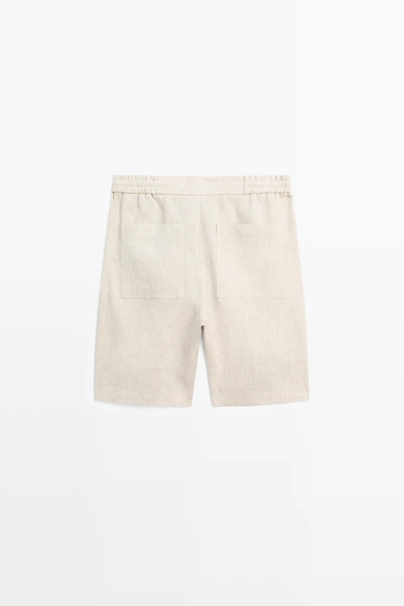 Bermuda en lin à taille élastique