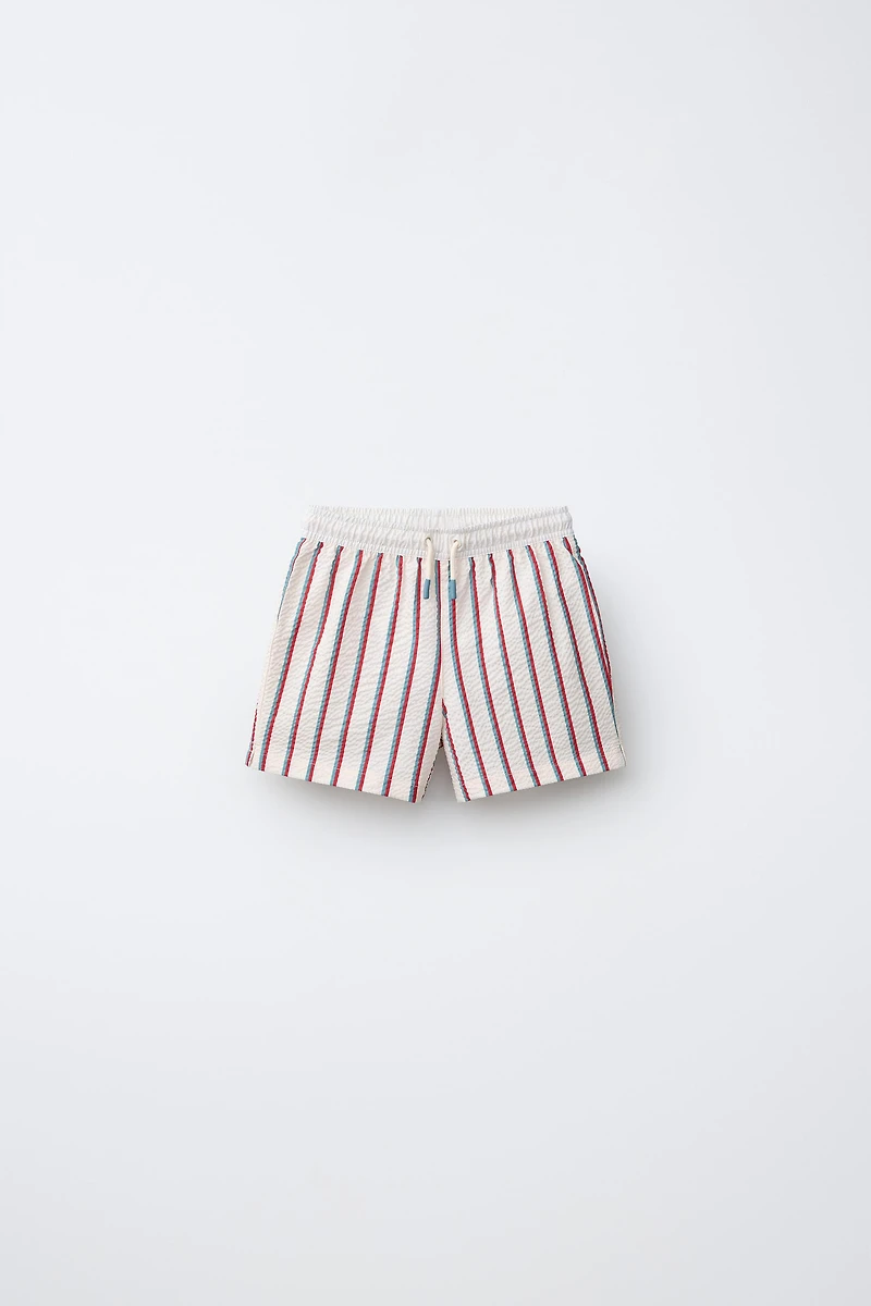 2-6 YEARS / TEXTURED STRIPED SWIM SHORTS