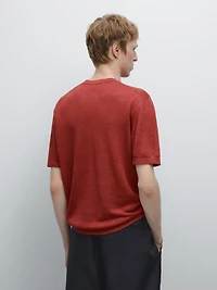 T-shirt en maille à manches courtes 100 % lin