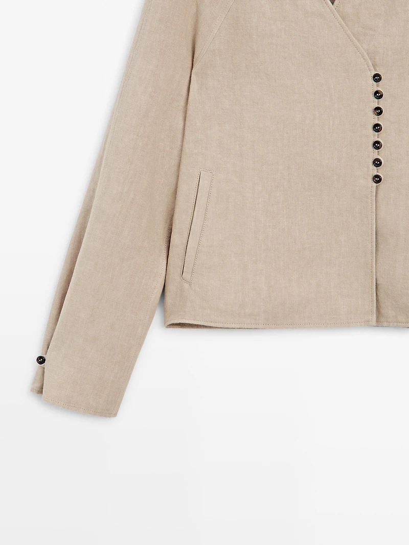 Cropped 100% linen jacket