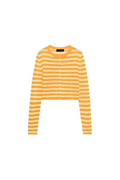 STRIPED CROPPED KNIT JACKET