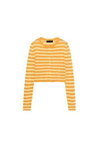STRIPED CROPPED KNIT JACKET