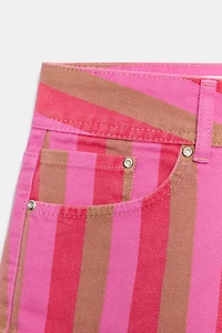 STRIPED TRF MINI DENIM SHORTS