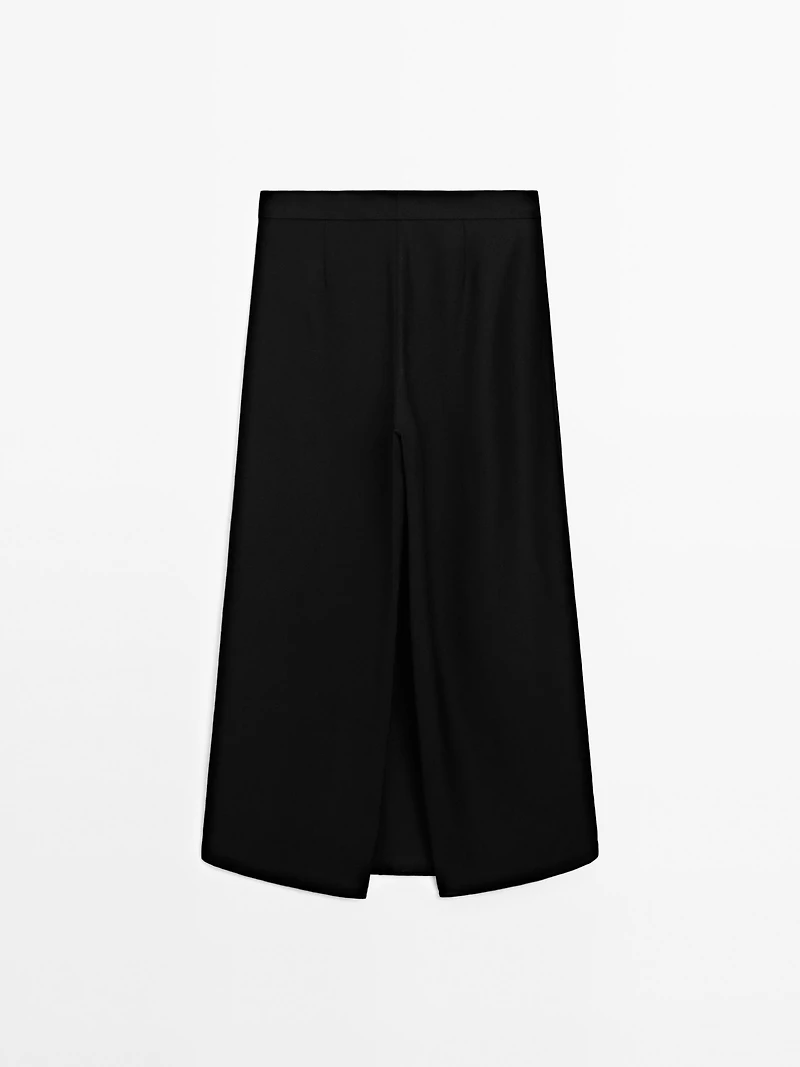 Long linen blend skort