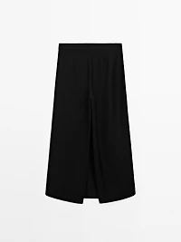 Long linen blend skort