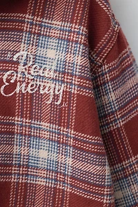 CONTRAST FLEECE HOODED PLAID OVERSHIRT