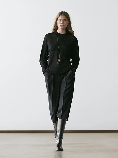 Oversize wool blend knit sweater