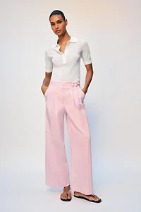 WIDE LEG PLEATED PANTS