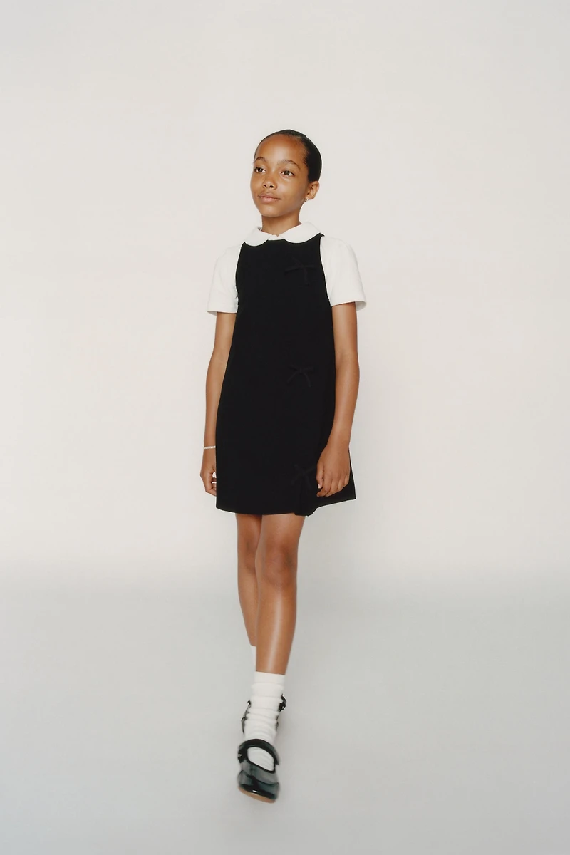 BOW PINAFORE DRESS