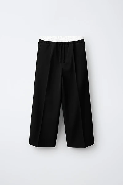 DOUBLE WAISTBAND WIDE LEG PANTS