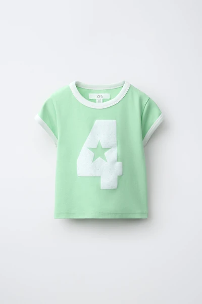 CONTRAST NUMBER PRINT T-SHIRT