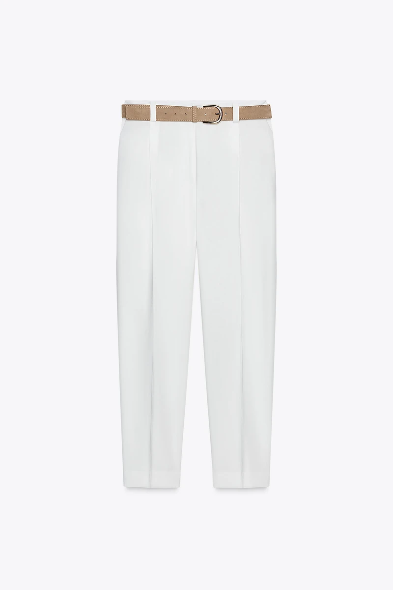 BELTED FLOWY PANTS