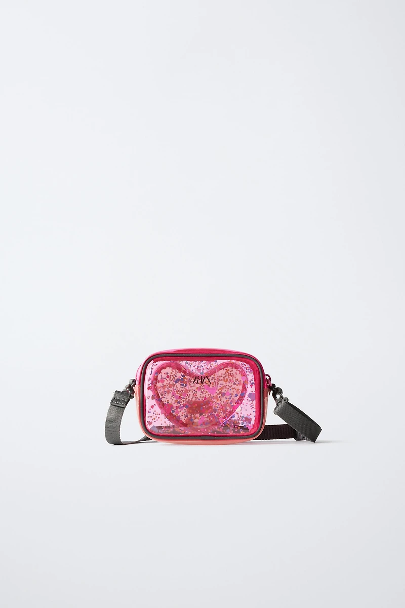 HEART VINYL CROSSBODY BAG
