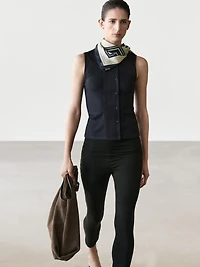 Cotton blend top with placket detail