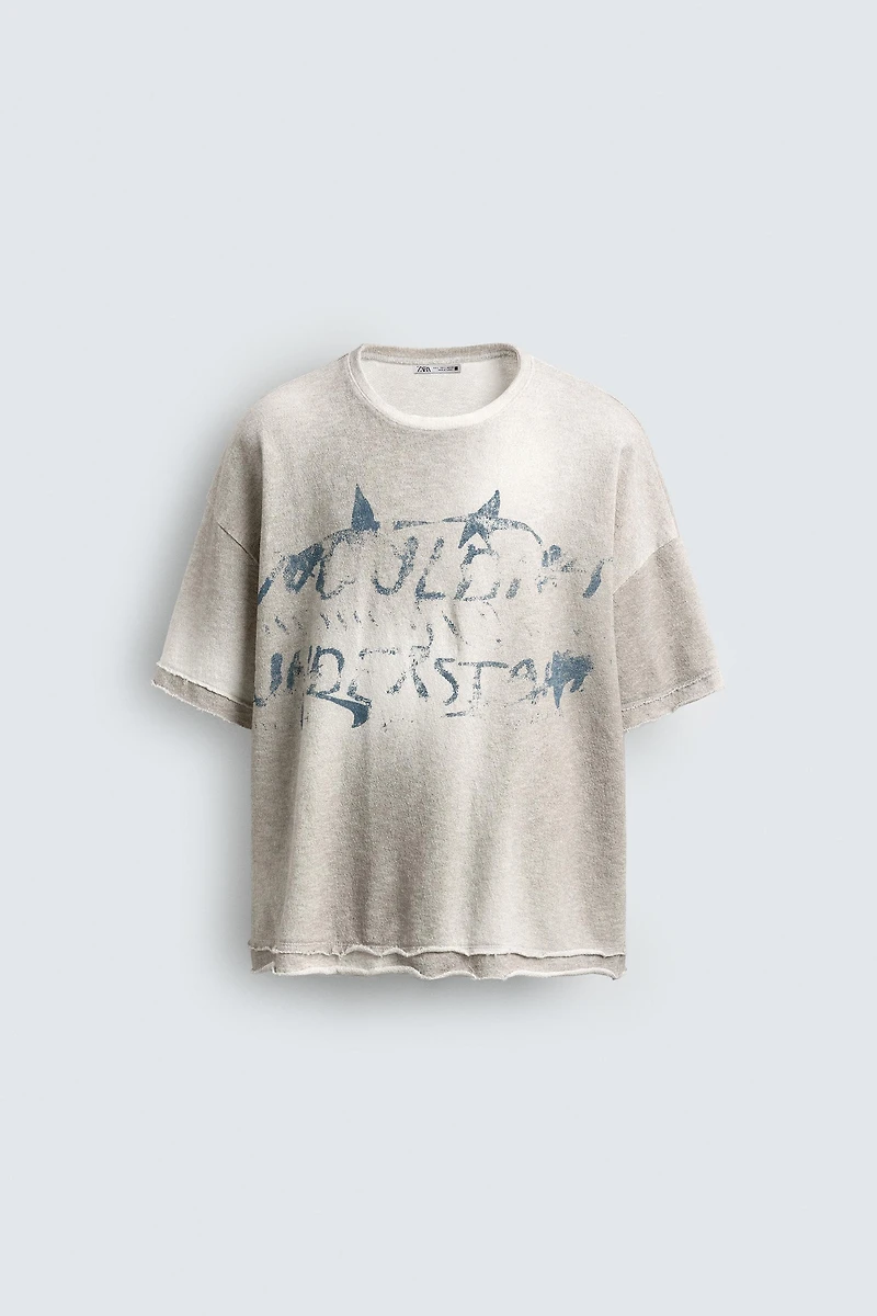 KNIT SPRAY PRINT T-SHIRT