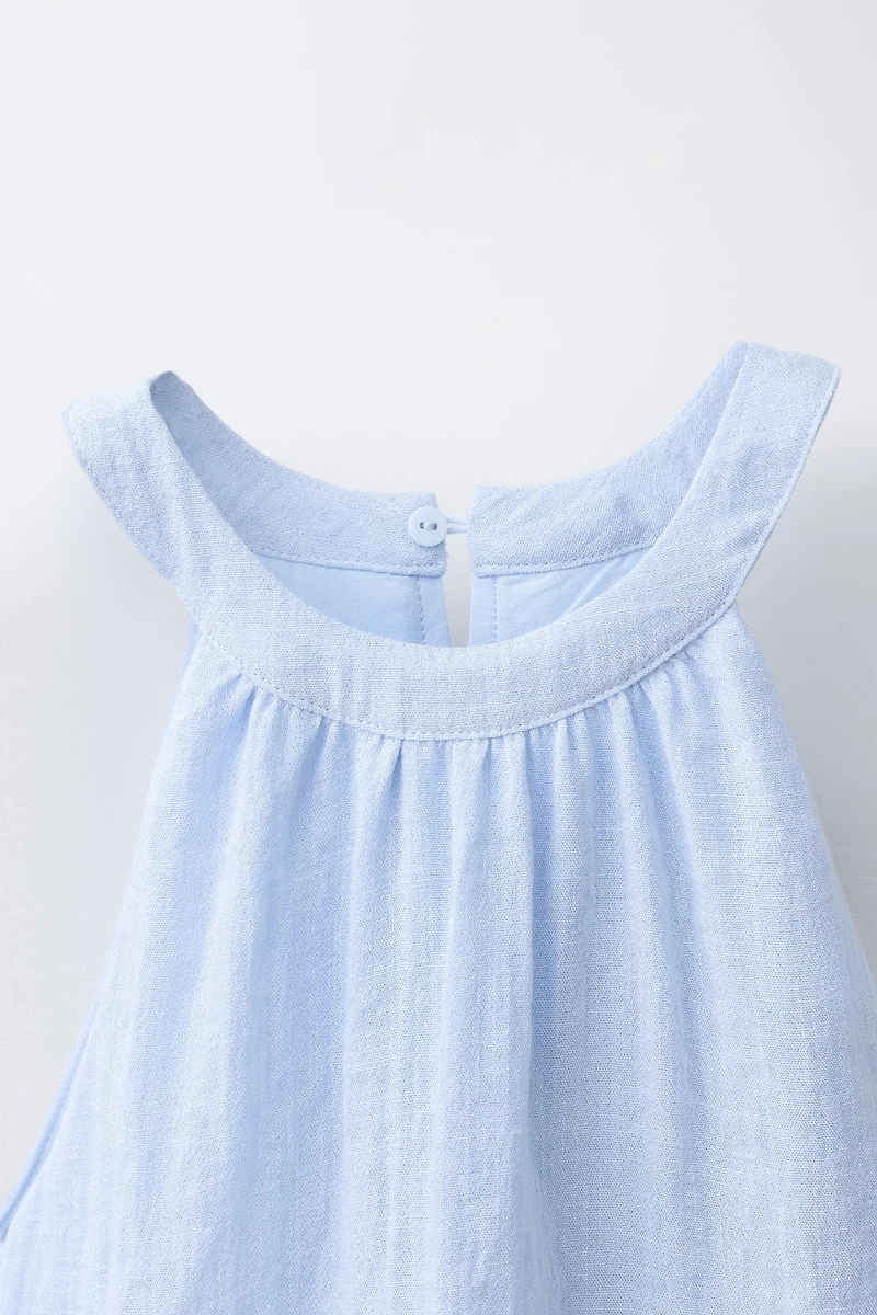 EMBROIDERED HALTER SHORT JUMPSUIT