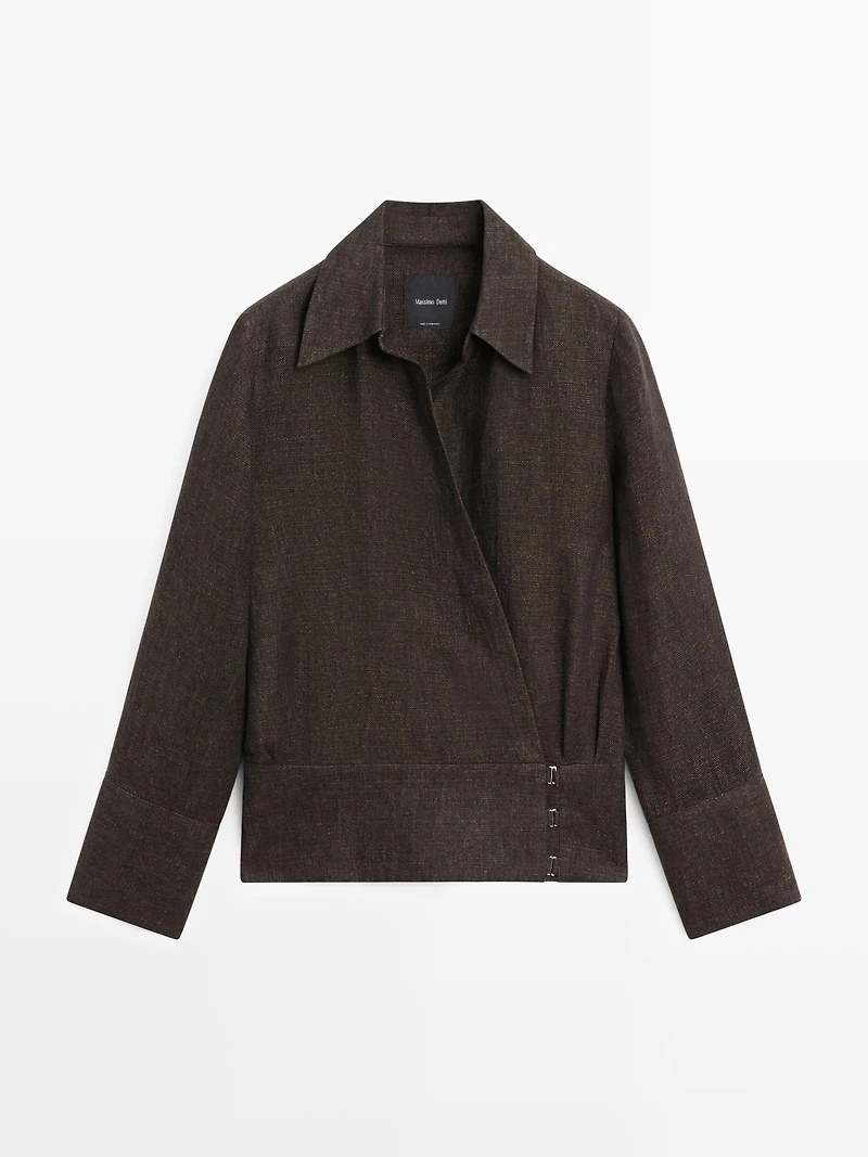 Total look melange linen overshirt