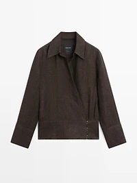 Total look melange linen overshirt