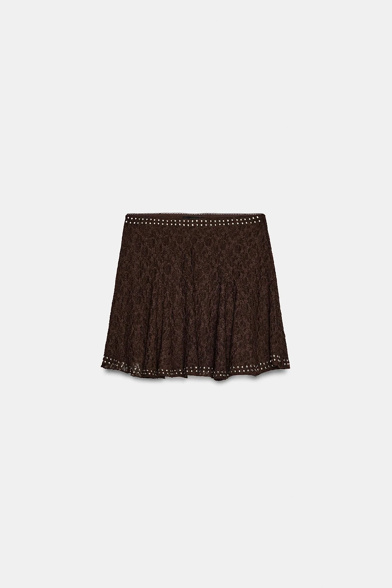 STUDDED LACE SKIRT