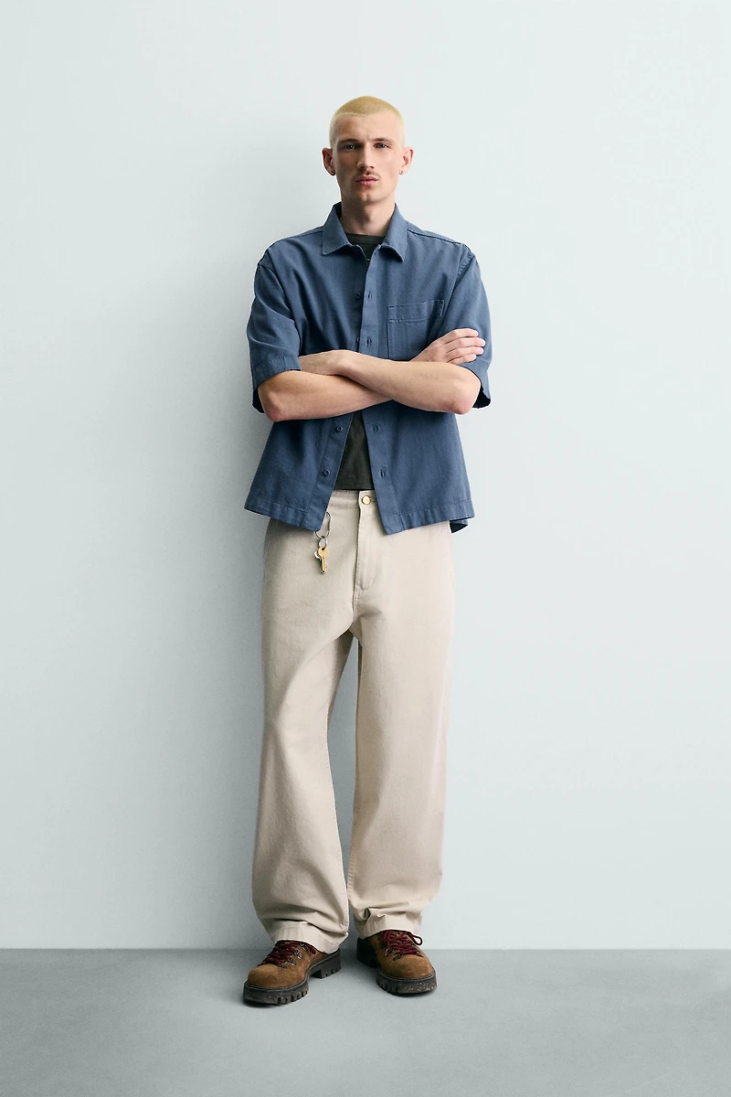 EMBROIDERED TEXTURED OVERSHIRT