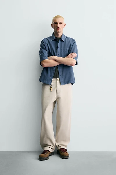 EMBROIDERED TEXTURED OVERSHIRT