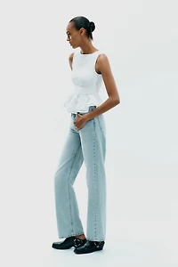 PEPLUM COMBINATION STRAP TOP