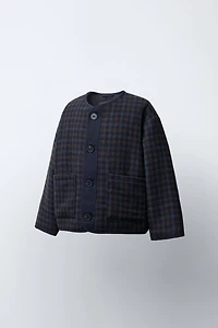 MANTEAU À CARREAUX TEXTURÉ AVEC LAINE