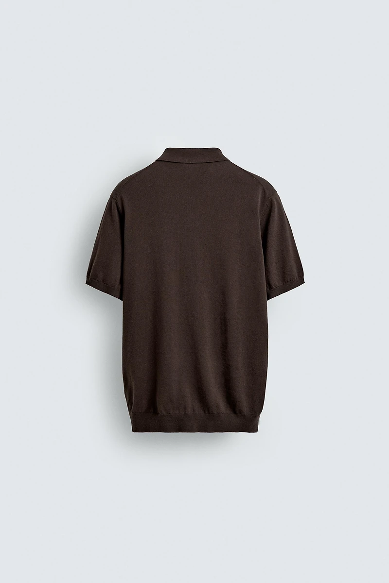 REGULAR FIT COTTON LINEN BLEND KNIT POLO SHIRT