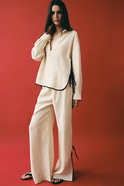 PANTALON LISERÉS 100% LIN ZW COLLECTION