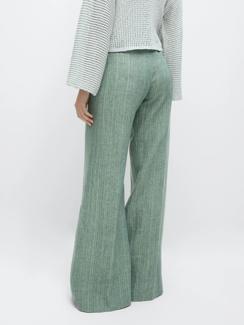 Striped flowing trousers with corset belt detail