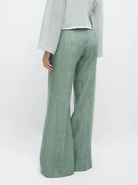 Striped flowing trousers with corset belt detail