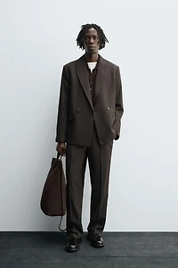 DOUBLE BREASTED WOOL BLEND SUIT JACKET
