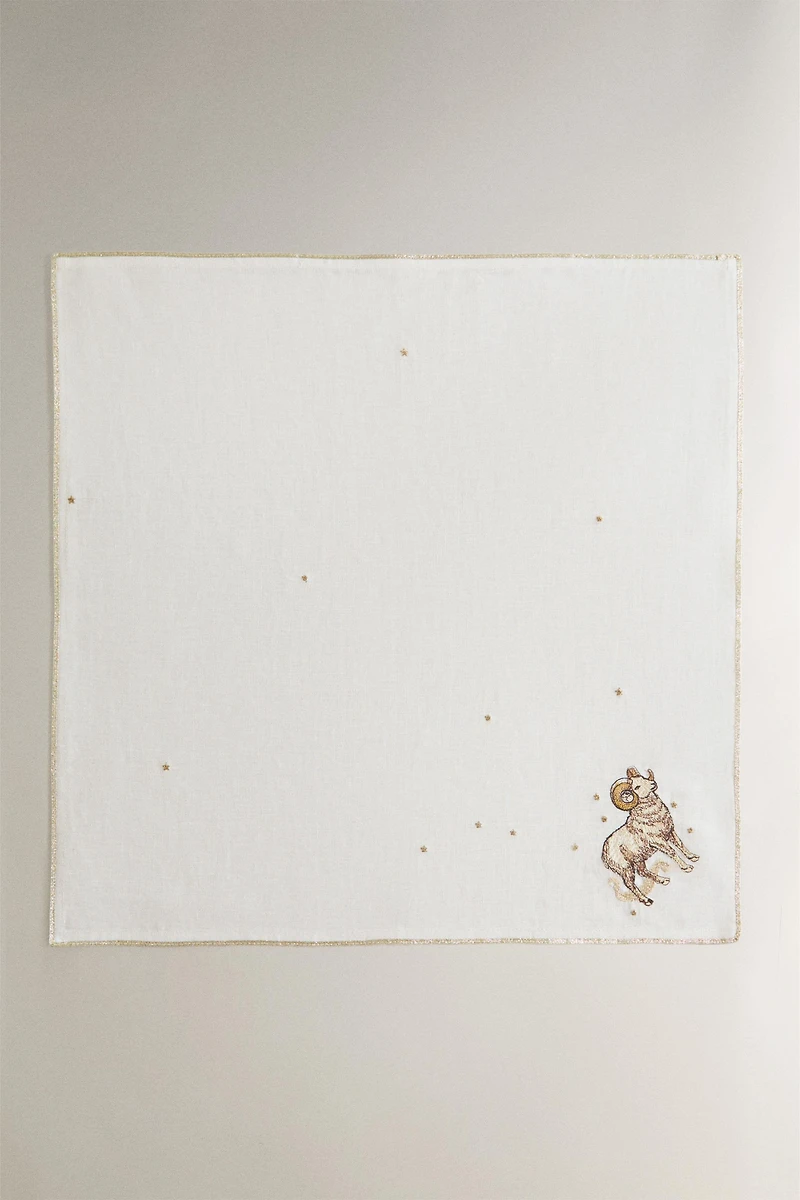 ARIES EMBROIDERED LINEN NAPKIN | MARISA BERENSON