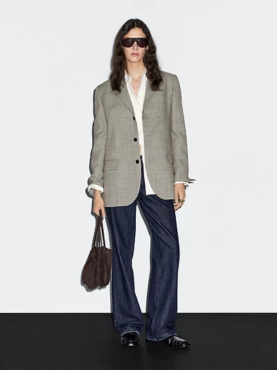 100% wool houndstooth blazer