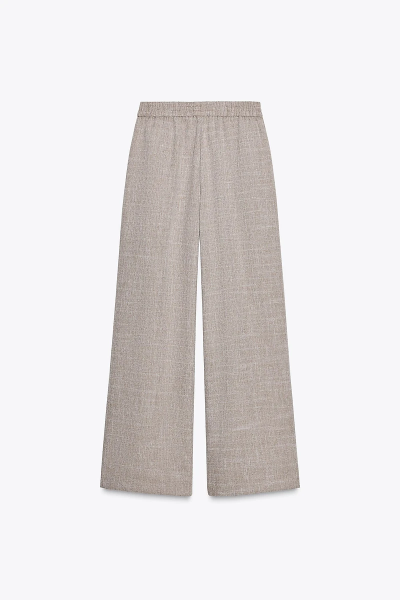 HEATHERED WIDE LEG PANTS