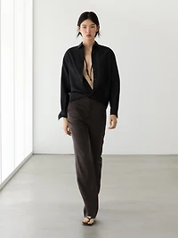 100% linen kick flare trousers