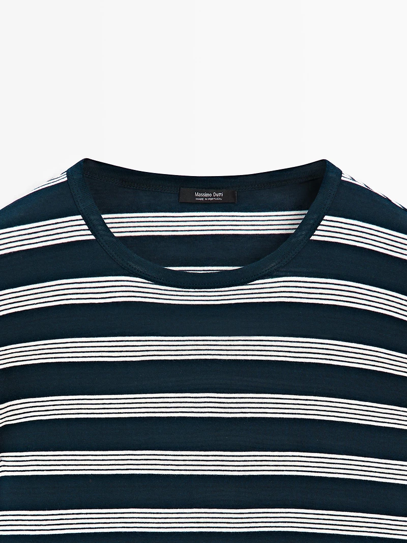 100% cotton striped short sleeve T-shirt