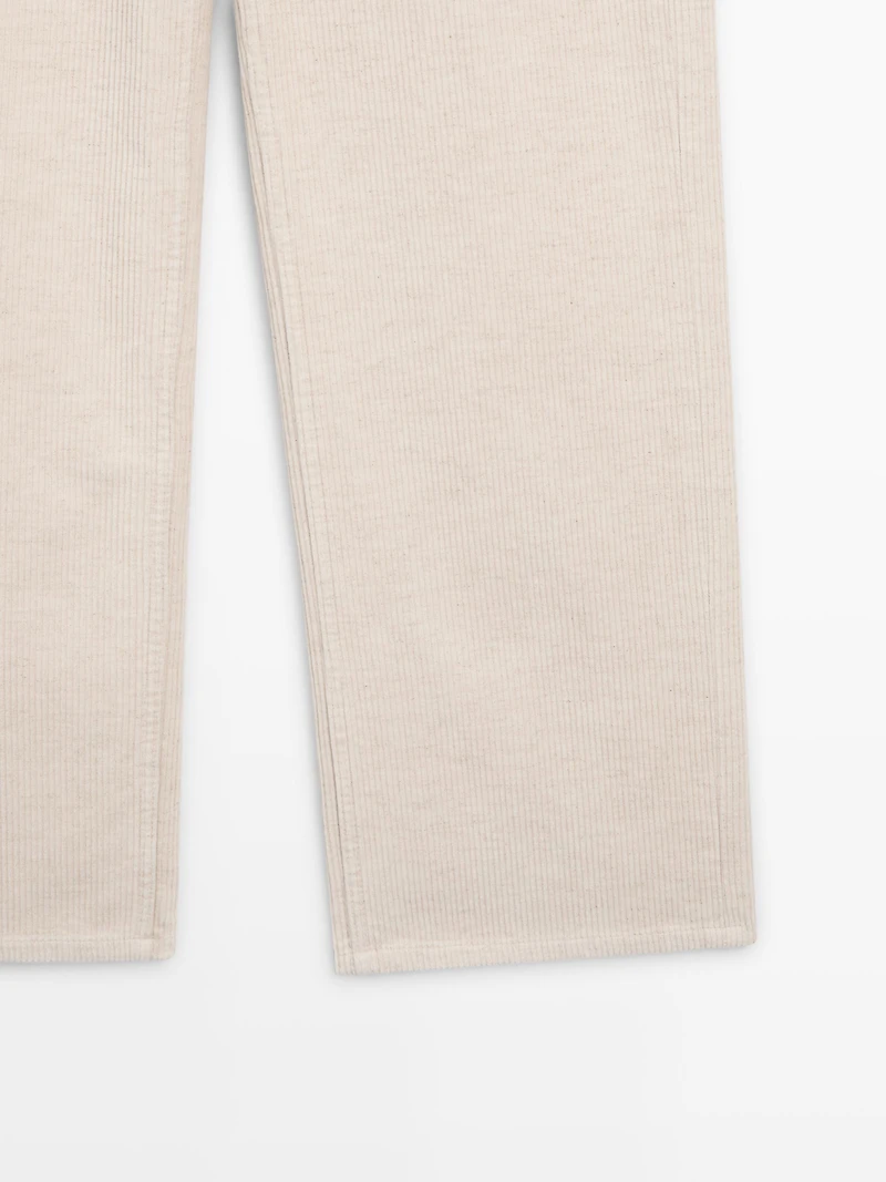 High-waist straight-leg corduroy trousers
