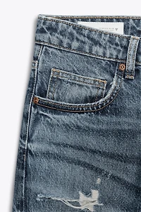 TRF MID-RISE RIPPED WIDE LEG JEANS