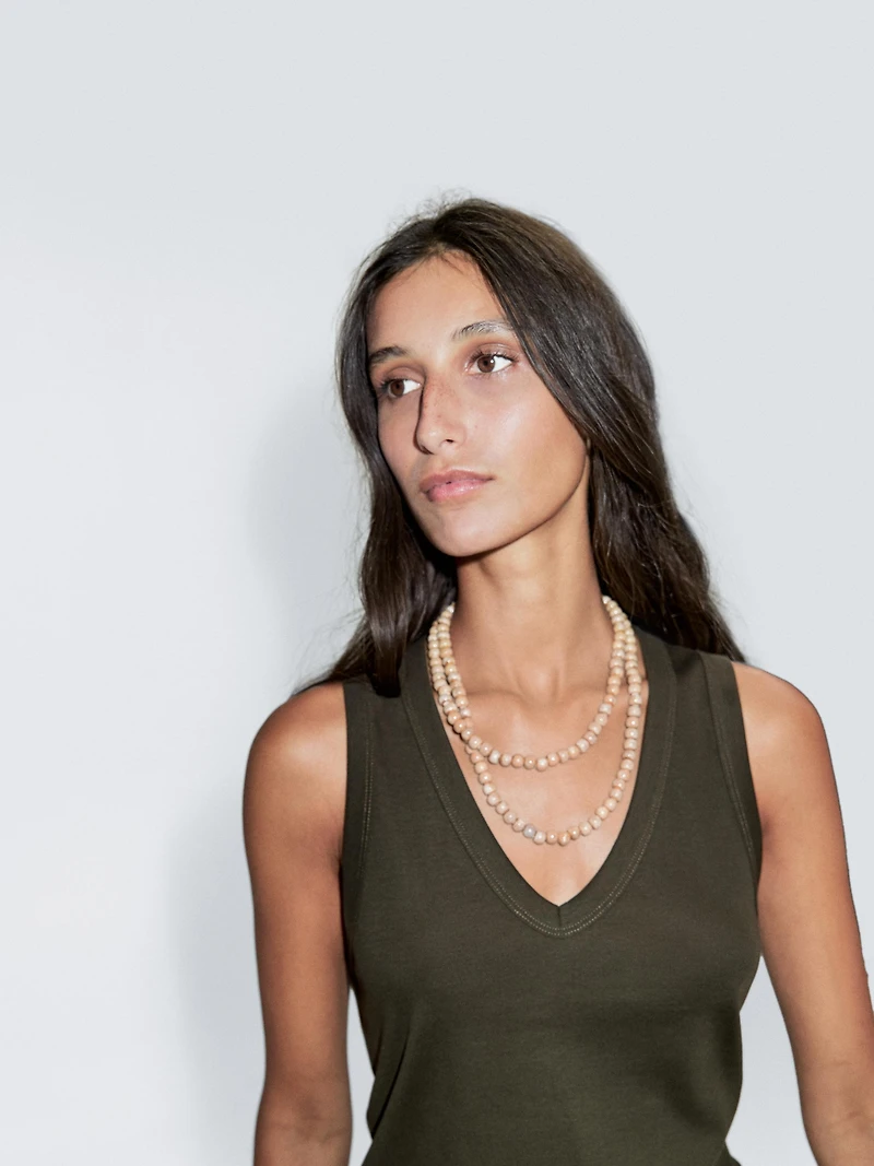 100% cotton strappy V-neck T-shirt